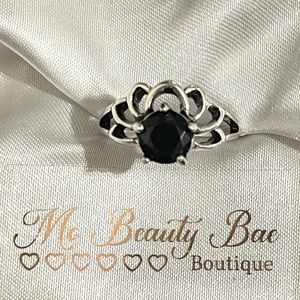 Silver Black Crystal Ring